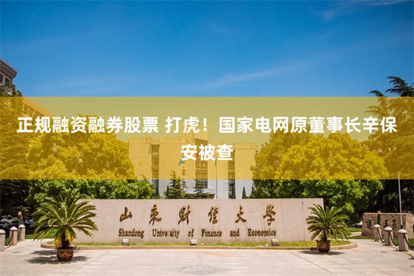 正规融资融券股票 打虎！国家电网原董事长辛保安被查