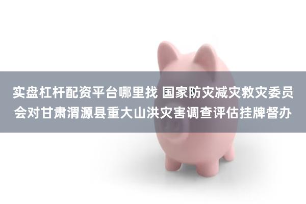 实盘杠杆配资平台哪里找 国家防灾减灾救灾委员会对甘肃渭源县重大山洪灾害调查评估挂牌督办