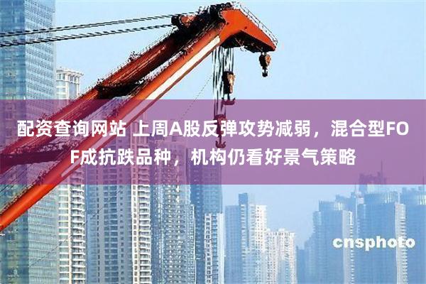 配资查询网站 上周A股反弹攻势减弱，混合型FOF成抗跌品种，机构仍看好景气策略