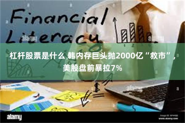 杠杆股票是什么 韩内存巨头抛2000亿“救市”，美股盘前暴拉7%