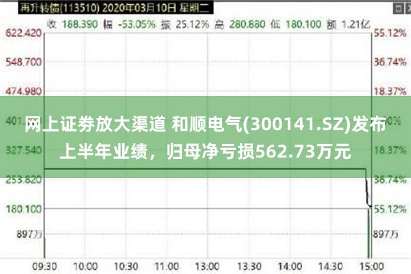 网上证劵放大渠道 和顺电气(300141.SZ)发布上半年业绩，归母净亏损562.73万元