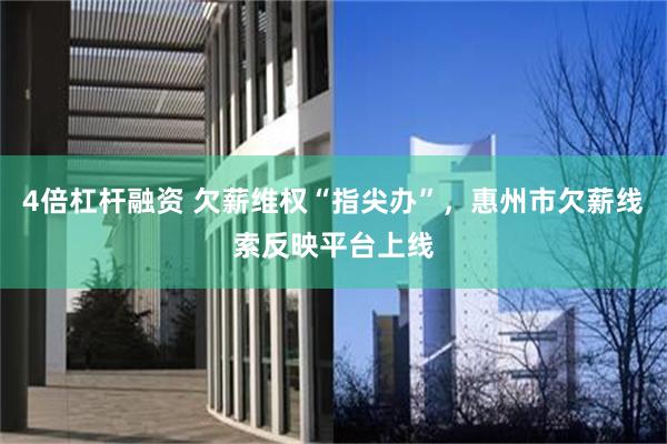 4倍杠杆融资 欠薪维权“指尖办”，惠州市欠薪线索反映平台上线