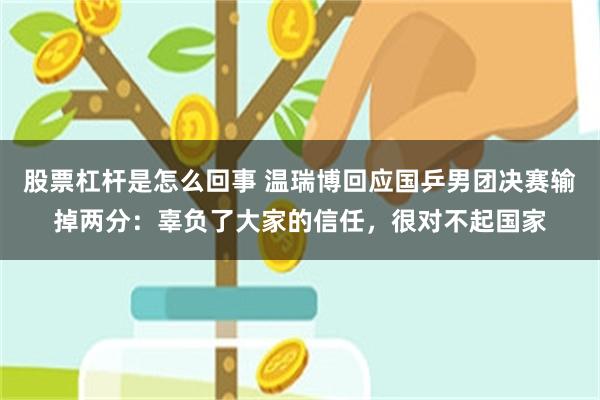 股票杠杆是怎么回事 温瑞博回应国乒男团决赛输掉两分：辜负了大家的信任，很对不起国家